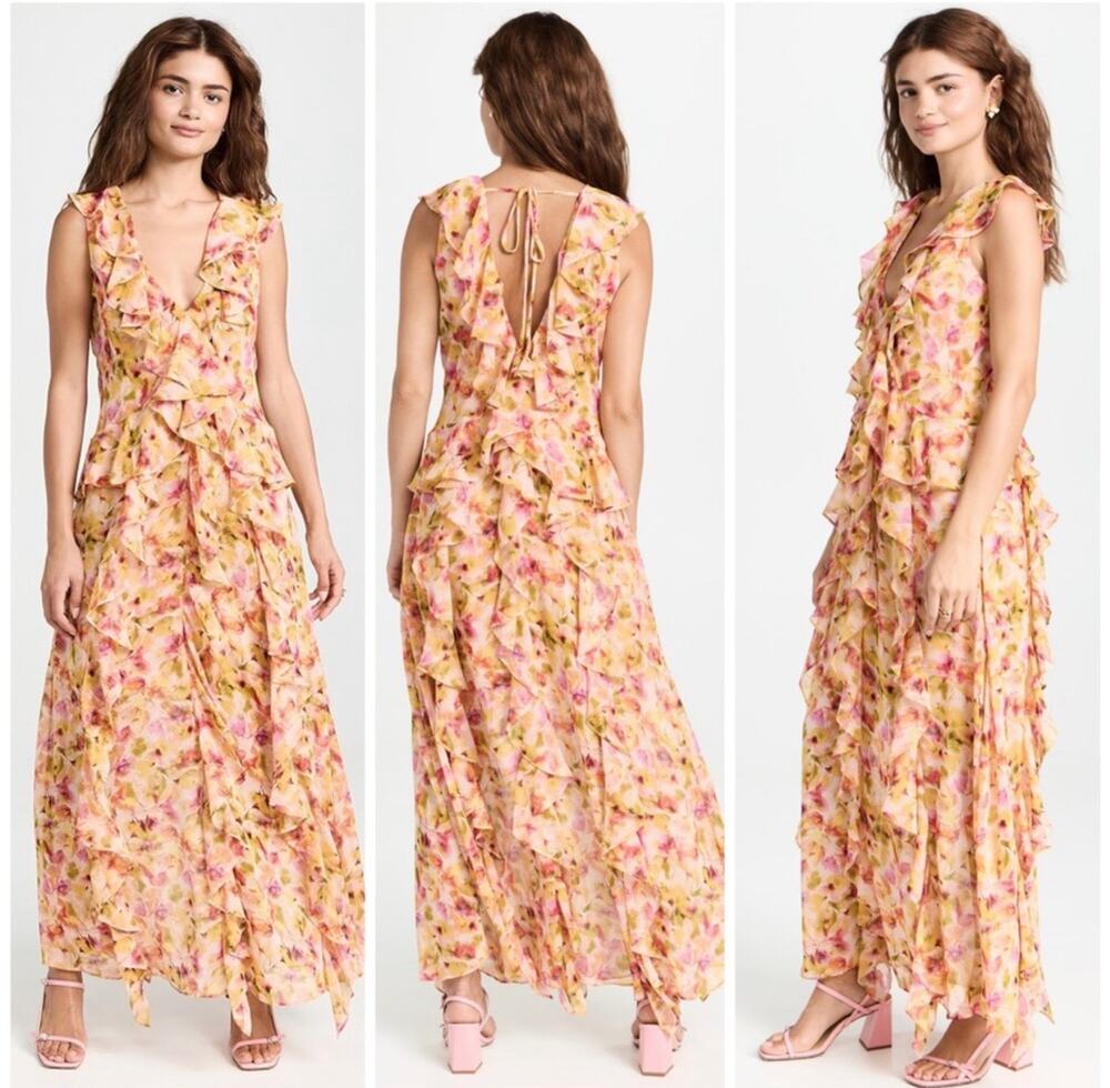 MISA Los Angeles Claudita Dress in Golden Flora Size Medium